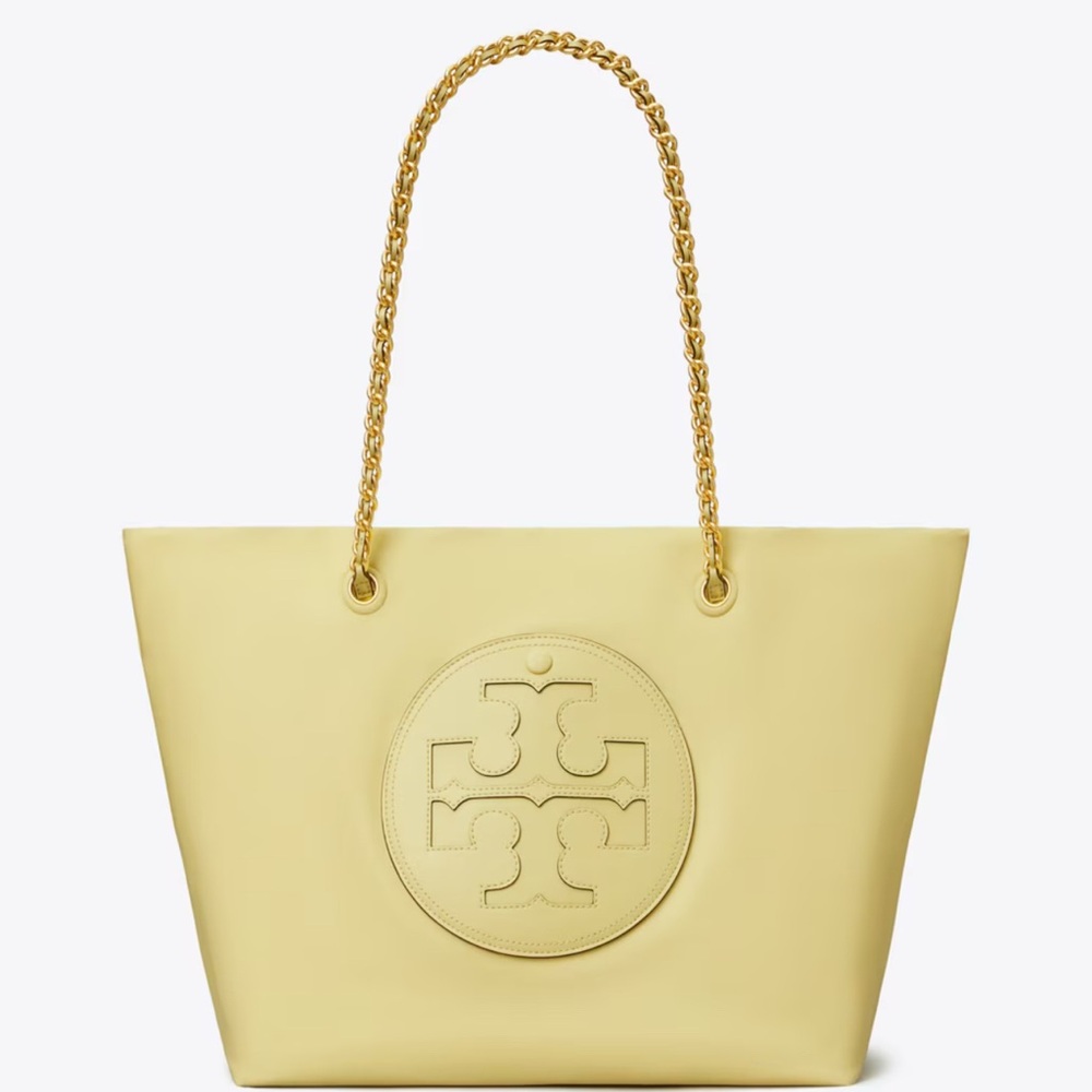 Tory Burch Yellow Ella Tote with Embossed Logo